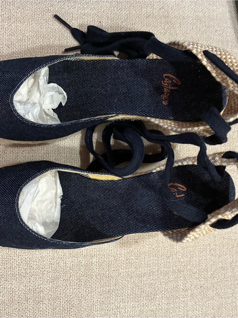 Sz 38 Castaner navy denim wedge sandals espadrilles - Picture 4 of 10
